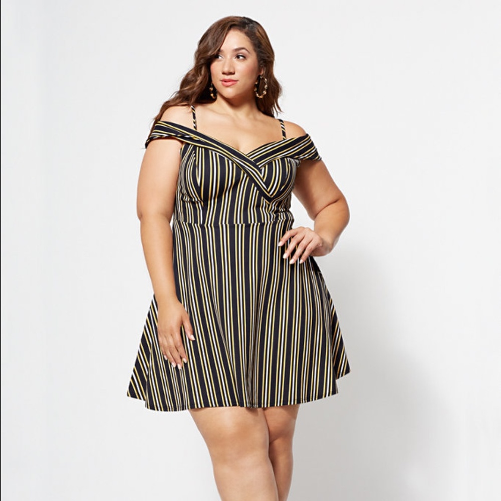 DELILAH STRIPED FLARE DRESS